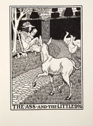 The Ass and the Little Dog, from Fontaine Fables