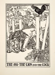The Ass, the Lion and the Cock, from A Hundred Fables of Aesop, published 1903
