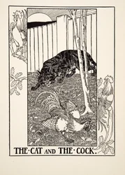 The Cat and the Cock, from A Hundred Fables of Aesop, pub.1903