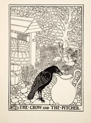 The Crow and the Pitcher, from A Hundred Fables of Aesop