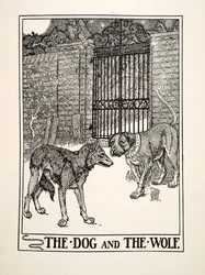 The Dog and the Wolf, from A Hundred Fables of Aesop, pub.1903