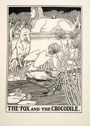 The Fox and the Crocodile, from A Hundred Fables of Aesop, published 1903