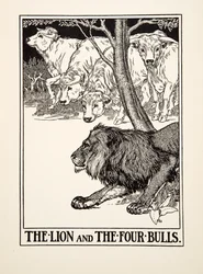 The Lion and the Four Bulls, from A Hundred Fables of Aesop
