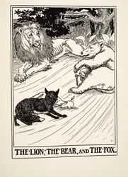 The Lion, the Bear and the Fox, from A Hundred Fables of Aesop, pub.1903