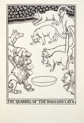 The Quarrel of the Dogs and Cats, from Fontaine Fables, pub. 1905