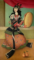 A Dancing Girl with a Tambourine, Qajar School