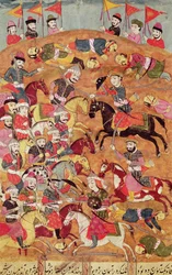 Battle between the Persians and the Turanians, illustration from the 