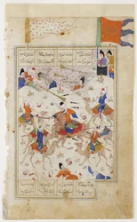 Majnun watches the battle of the clans, c.1510