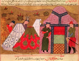 The Camp of Genghis Khan (c.1162-1227) from a Book by Rashid al-Din (1247-1318)