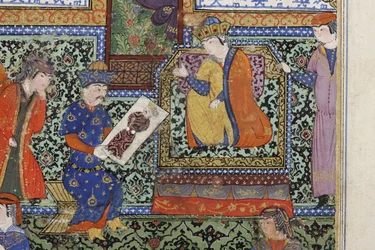 Nushabeh receives the portrait of Eskandar, c.1475