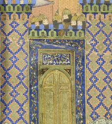 Isfandiyar Slays Arjasp in the Brazen Hold (detail), Illustration from the Shahnama (Book of Kings)