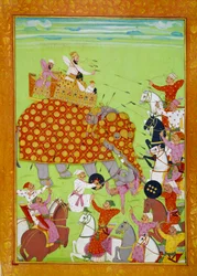 Representation of Murad Baksh Fighting on an Elephant