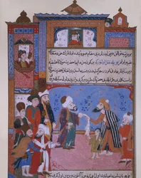 Rumi offering his belt to a beggar