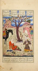 Rustam mourning the dying Suhrab, illustration from 