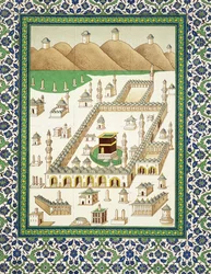 Schematic View of Mecca, showing the Kaaba, from a book on Persian ceramics