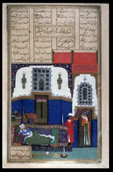 Tahmina Entering Rustams Chamber, illustration from the Shahnama (Book of Kings)