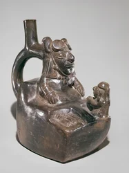 King receiving fealty, Mochica