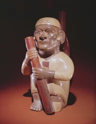 Seated one legged man, Mochica Culture