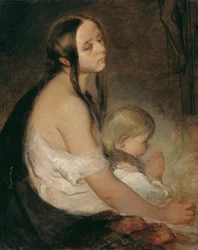 Mother with Child under the Crucifix