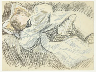 The Sculptor Kai Nielsen Rests During Work on the Statue of Mads Rasmussen