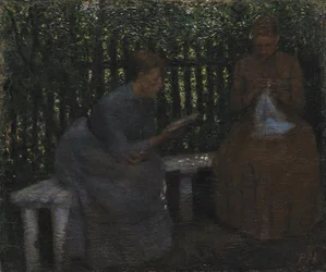 Two Young Girls in a Pavilion