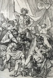 Heptarchy: Representation of Anglo-Saxon Leader Hengist Slaying His Enemies to Found the Kingdom of Kent, circa 461