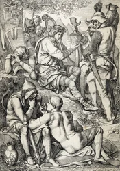 War Against the Vikings: King Alfred the Great Disguised as a Musician Viewing the Situation of the Enemy