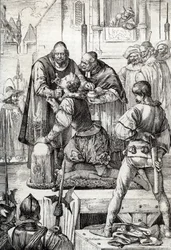 War of Ninety Years (or revolt of the Netherlands) (1568-1648): the decollation of Lamoral, Count of Egmont, Prince of Gavre (1522-1568), Dutch politician - He was condemned in the framework of the Council of Troubles (or Blood Council)
