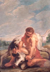Hercules Wrestling With Achelous In The Form Of A Bull