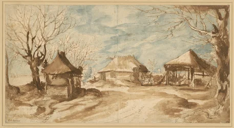 Farmhouse with Three Thatched Sheds
