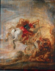Bellerophon, Riding Pegasus, Fights the Chimera