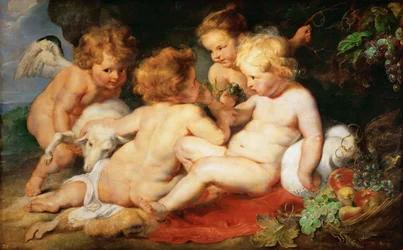 Christ and John the Baptist as Children with two angels