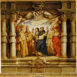 Saint Clara Between Priests and Church Fathers