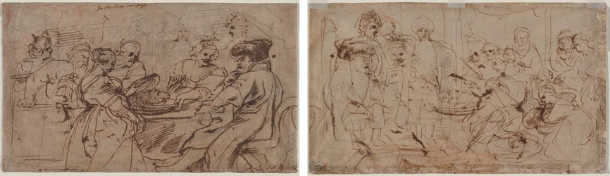The Feast of Herod (recto) Tomyris with the Head of Cyrus (verso)