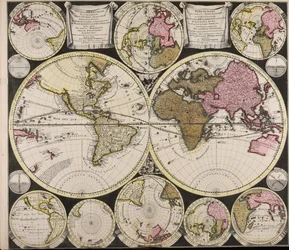 Orthographic Projection of the Earth with Various Horizons and Celestial Circles