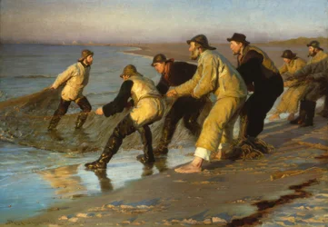 Fishermen Pulling Nets on Skagen Beach