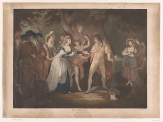 Rosalind Surprises Orlando in the Forest (Shakespeare. As You Like It)