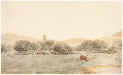 A Meadow with Cattle near Glastonbury