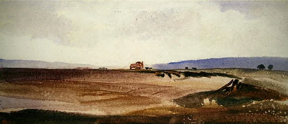An Open Landscape with a Cart in the Distance
