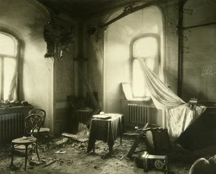 Russian Revolution of 1917: Interior of Chudov Monastery in the Kremlin of Moscow after the Bombardment of November 1917. Photograph by Pyotr Petrovich Pavlov (1860-1925)