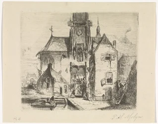 Procession in the doorway of a church