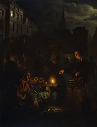 A Market Scene at Night