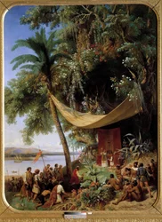 The first mass in America. Mass in Cuba in 1494, second voyage of Columbus to Havana
