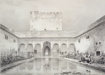 Pool and Fountain in the Courtyard of the Alberca, Alhambra, Plate 21 from 