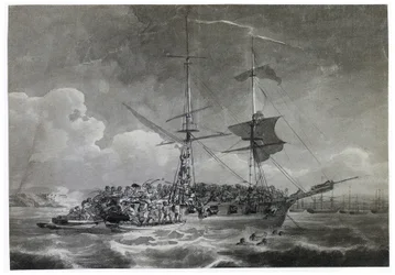 Portrait of a French Brigg, La Chevrette. Dipped in Ink by Philippe Jacques de Loutherbourg