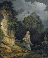 Visitor to a Moonlit Churchyard
