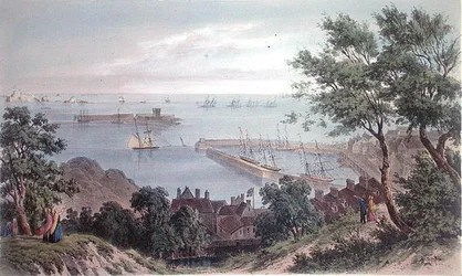 The Royal Squadron at Anchor, 2nd September 1846, from the Visit of Queen Victoria in Jersey, engraved by H. Walter