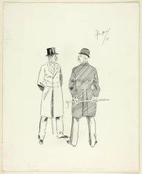 Two Gentlemen with Walking Sticks