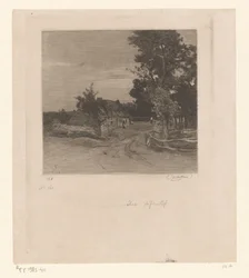 Farmhouse on a Country Road with Trees