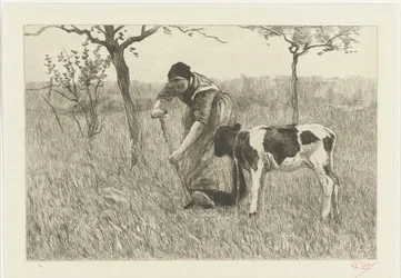 Peasant Woman Digging by Calf (Le veau)